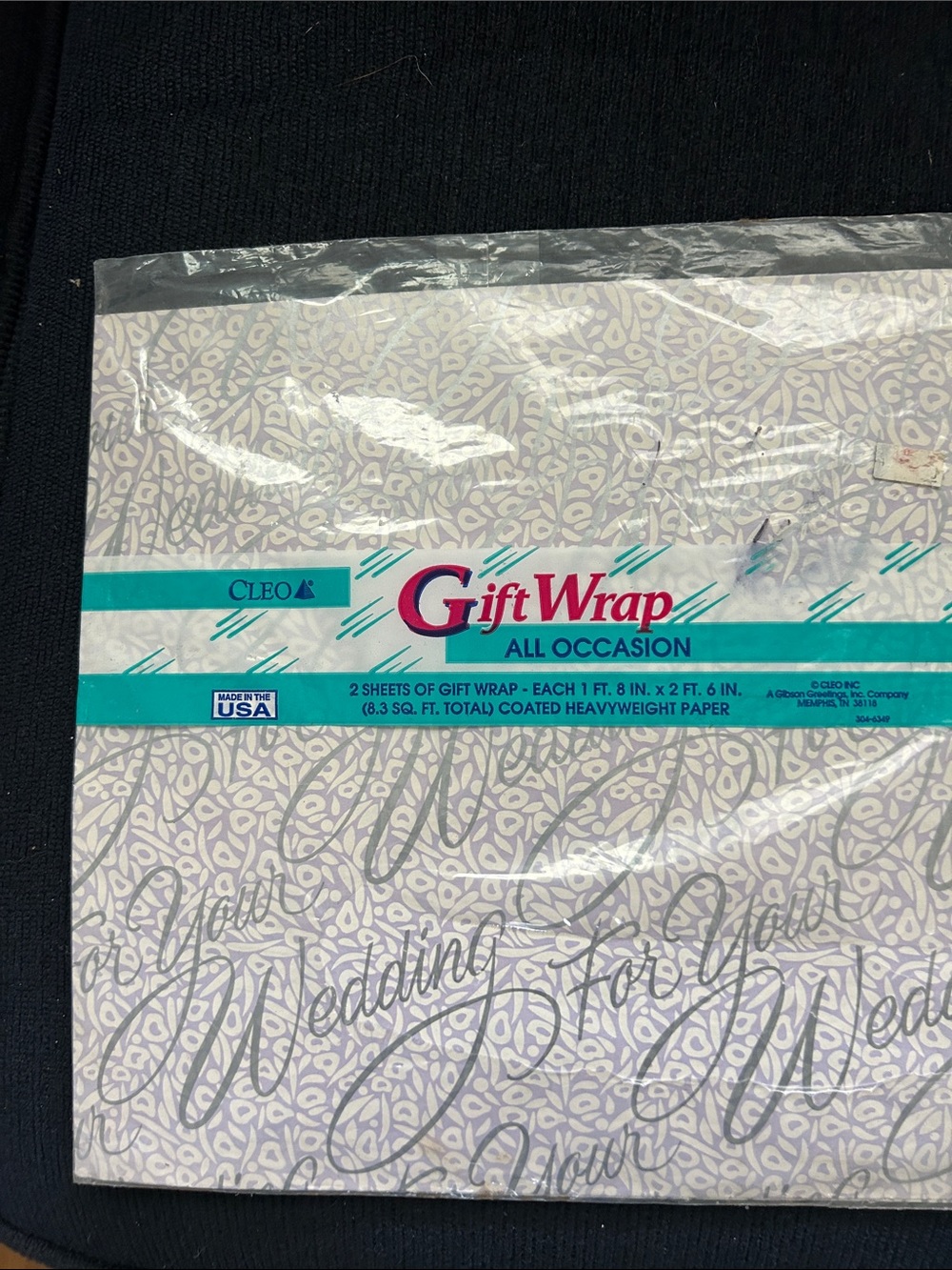 cleo vintage wedding Gift Wrap in Gray with white NIP